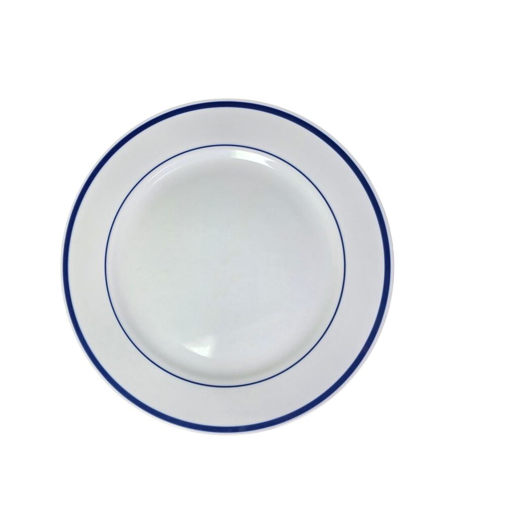 Set of 2 ONEIDA Maitre D' Porcelain Blue Stripe Edge Blue Verge 11" Dinner Plate